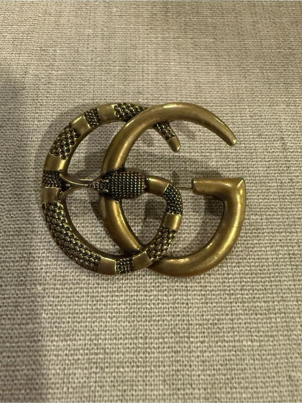 New Gucci antique Gold tone snake Brooch